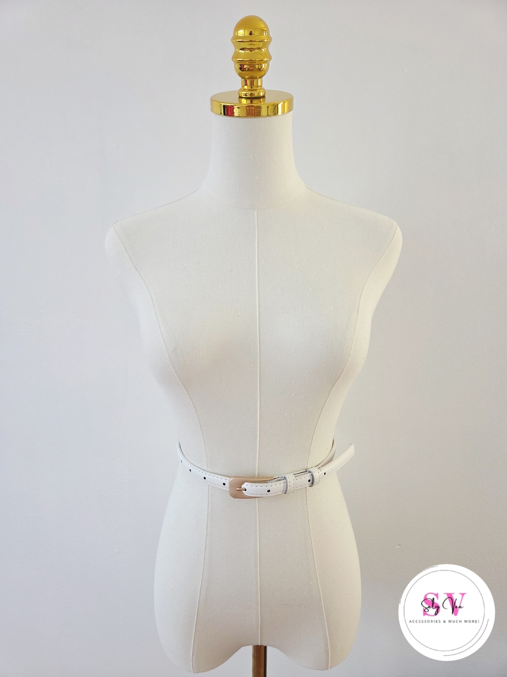 White Belt With Gold Buckle